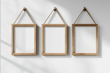 White background with three large empty A4 frames mockup