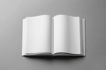 Poster - The top view of an A4 magazine, or a book or catalog on a gray table. Blank pages or note pads on solid backgrounds. This is a mockup or simulation for blank pages or notepads.