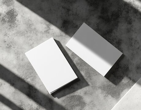 3D rendering, 3D illustration of a white business card on concrete, branding paper, and 3D rendering