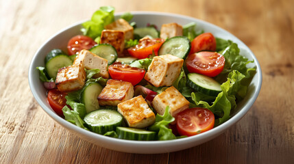 tofu salad with tomatoes and cucumbers