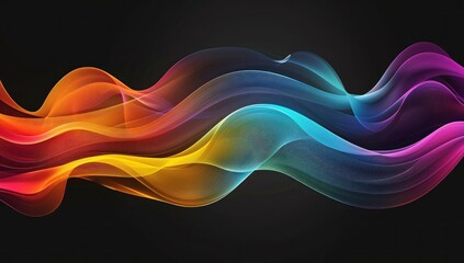 Wall Mural - Abstract Colorful Waves on Black Background