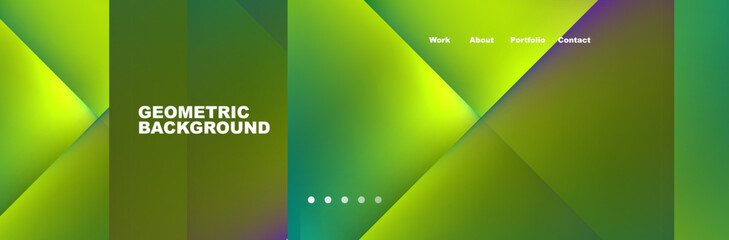 Colorful fluid gradient triangles and squares web site template. Vector Illustration For Wallpaper, Banner, Background, Card, Book Illustration, landing page