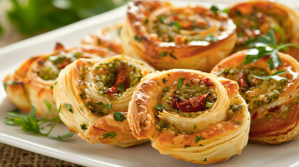 Poster - Delicious Pesto and Sun-Dried Tomato Palmiers - Food Illustration