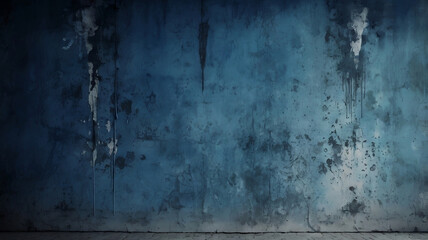 grungy blue backdrop, dirty old wall with paint drips