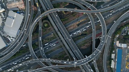 Poster - 高速道路のジャンクション　ドローン空撮