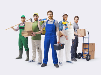 portraits of the same person doing various jobs