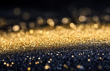 Poster - Background with black and gold vintage lights. Defocused
