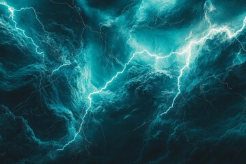 Poster - Animated stock on theme of bright electric lightning bolts and branches in a dark night sky