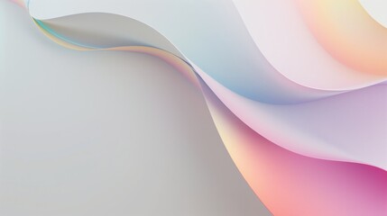 Fototapete - A curved, smooth surface with a gradient of pastel rainbow colors on a white background.