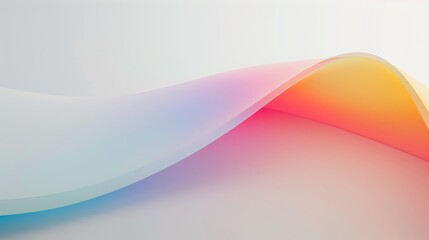 Fototapete - A curved, smooth surface with a gradient of pastel rainbow colors on a white background.