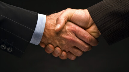 Poster - Two men shake hands in a business meeting. The handshake is a symbol of agreement and trust. Concept of professionalism and respect