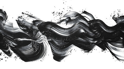 Poster - Abstract grunge-inspired black ink patterns isolated on white, evoking a sense of movement and energy