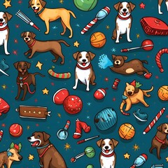 Wall Mural - Cute Dog Pattern