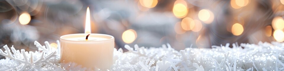 Wall Mural - white candle in advent wreath.