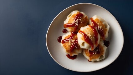 Wall Mural - Teriyaki Takoyaki - Drizzled with teriyaki sauce and sprinkled with sesame seeds.