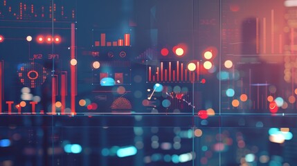 Poster - Abstract Futuristic Cityscape with Data and Technology