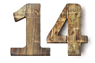 Wooden number isolated on White background 3D Illustration