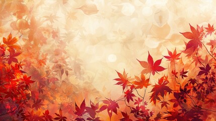 Poster - Abstract Autumn Leaf Pattern with Blurred Background