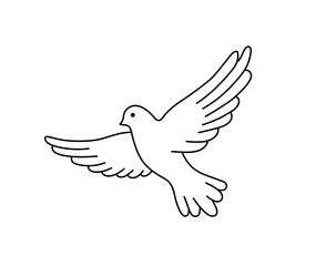 Wall Mural - vector isolated one single simple flying pigeon bird side view front view colorless black and white 