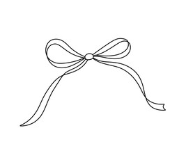 Wall Mural - vector isolated one single simple thin ribbon gift bow colorless black and white contour line easy d