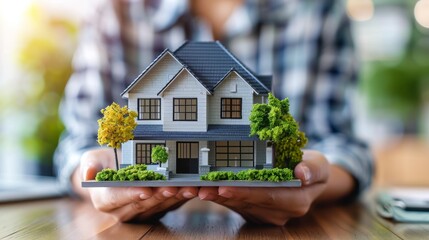 Poster - a real estate hands carefully holding office