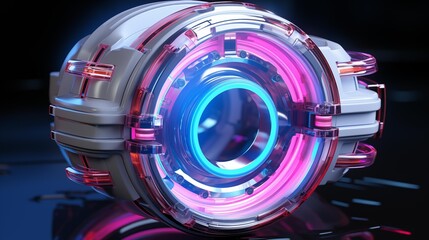 Wall Mural - a glowing, neon-colored object with a blue center