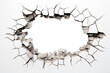 © Stock - Realm - Hole breaking through white wall PNG Concrete Wall Damage isolated on white and transparent background - Wall Crack Penetration Breakthrough Movie Assets