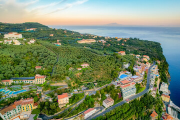 Wall Mural - Sorrento city in amalfi coast line, Italy. Sunrise