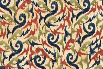 Wall Mural - abstract seamless motif fabric patterns, abstract ikat, carpet, fabric, batik	