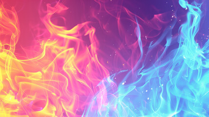 Wall Mural - Bright fire flame digital illustration concept background. Decorative horizontal poster. Digital raster bitmap illustration. AI artwork.	