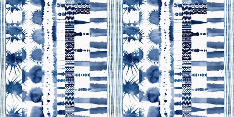 Modern blue white irregular beach stripe border for summer doodle banner design. Coastal mariner background for seaside living style in repeatable edging ribbon trim