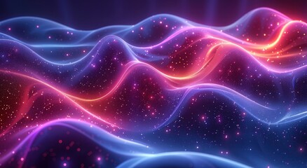 Wall Mural - Abstract background with wavy gradient and blue purple neon