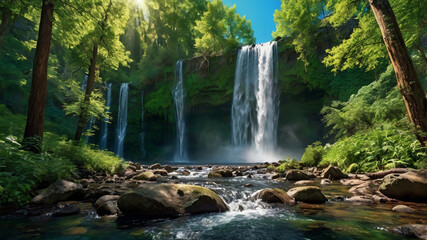 Wall Mural - waterfall in the forest