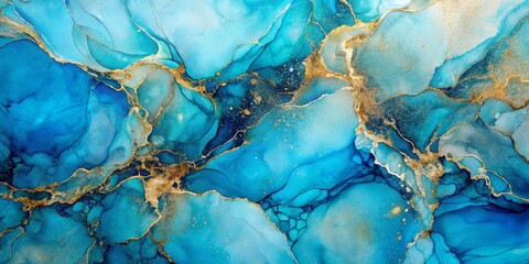  Abstract Blue and Gold Ink Art Swirling and Flowing, abstract, ink art, blue, gold