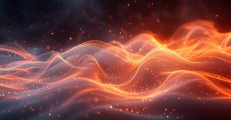 Wall Mural - abstract background with glowing waves and bokeh lights