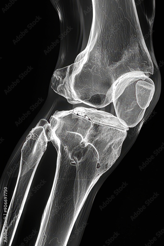 High-Resolution X-Ray Image of Human Knee Joint Showing Detailed Bone ...