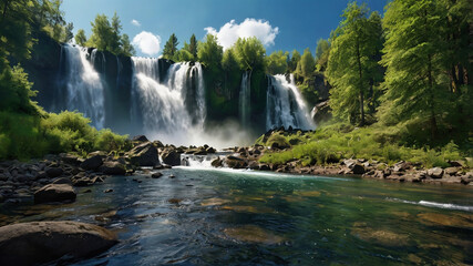 Wall Mural - waterfall in the forest