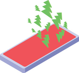 Poster - Smartphone displaying growing christmas trees, representing online shopping for christmas presents