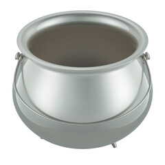 Poster - Empty silver pot, 3D rendering isolated on transparent background