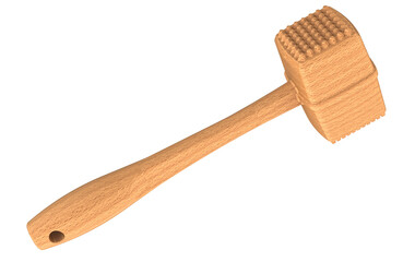 Poster - Wood Meat Mallet Tenderizer, 3D rendering isolated on transparent background