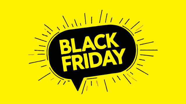 Black Friday Sale Banner on Yellow Background