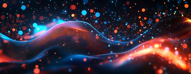 Poster - an abstract digital background with dynamic lines, vibrant colors and modern technology. for digital