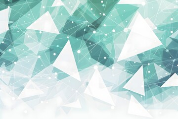 Poster - A background with an abstract geometric pattern of triangles and lines, in shades of blue green and white, representing technology or digital marketing themes. The design includes interconnected dots 