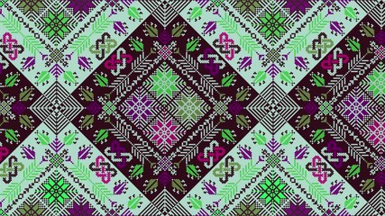 Sticker - Tatreez pattern. Palestinian traditional embroidery horizontal loop.