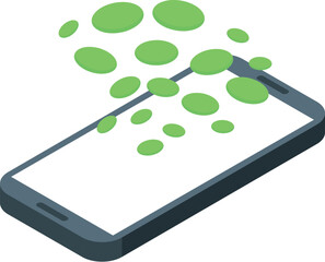 Poster - Smartphone is generating green dots, symbolizing data transfer in a technological context