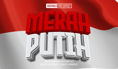 Poster - Editable 3d text style effect - Red White Indonesia Independence text effect Template