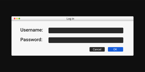 Poster - Modern registration window on screen. Password panel for sign up. Protection window on webpage.
