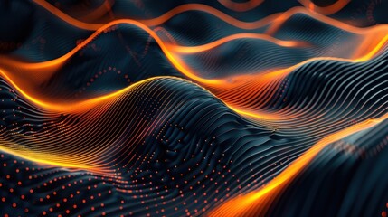 Poster - Abstract Digital Landscape with Glowing Lines