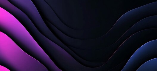 Poster - An abstract glowing color wave on a dark background with a noise texture banner header design with a purple, pink, white, and black gradient background