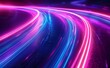 © yanlong - Dynamic Neon Trails of Blue and Pink Creating a Sense of Speed and Futuristic Vibe on a Dark Background
